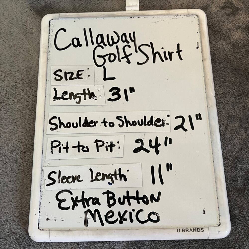 Callaway Golf Shirt Mens Size Large Opti-Dri Aqua Blue Polo Short Sleeve - Picture 8 of 8